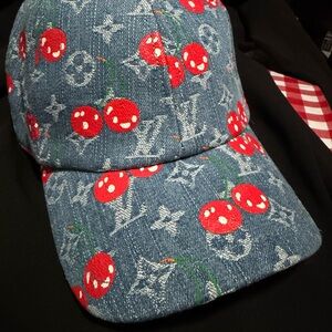 Cherry Patterned Denim Kids Cap